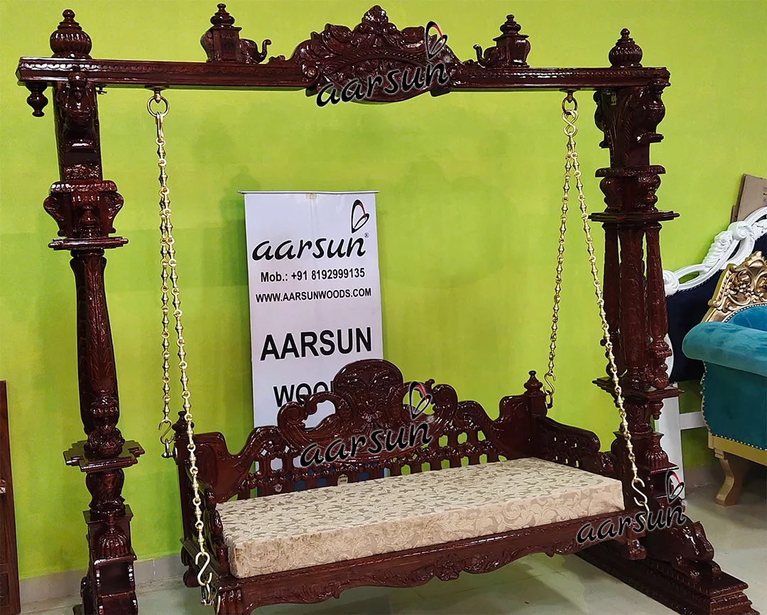 Amazing Indoor Indian Swing with Animal Carvings view 4
