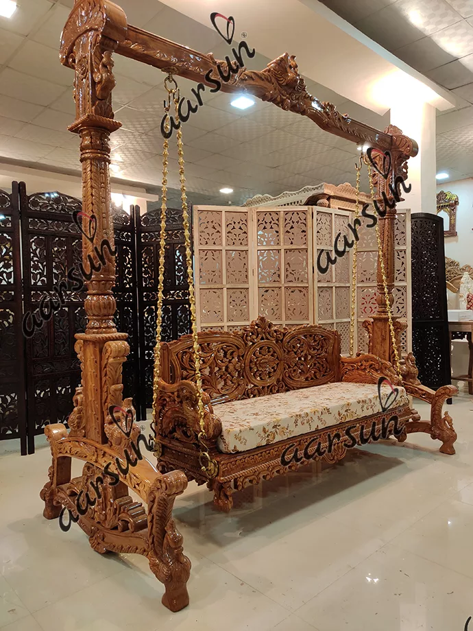 Carved Wooden Swing / Jhoola view 5