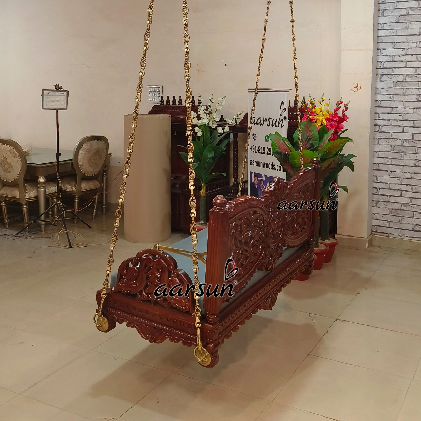 Designer Hand-carved Reversible Swing view 6