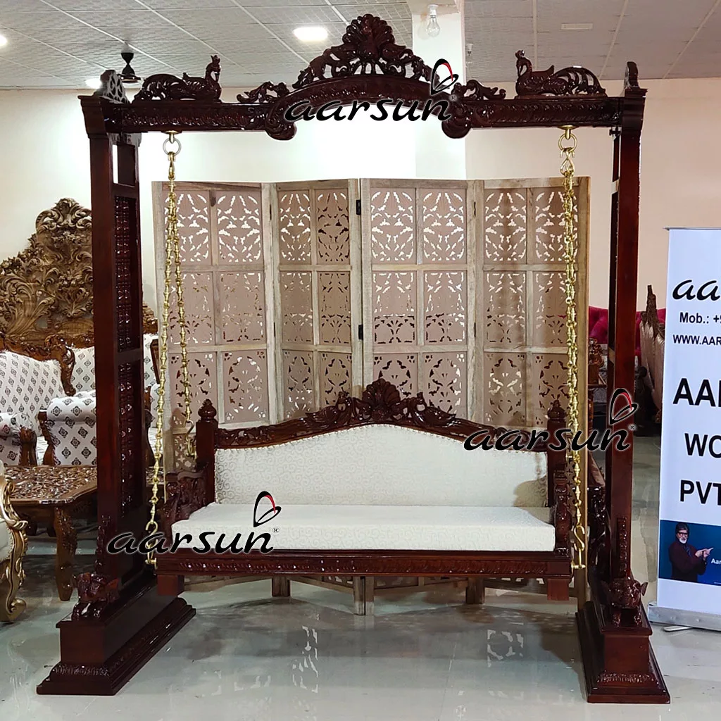 Handcrafted Walnut Finish Swing / Indoor Jhula view 5