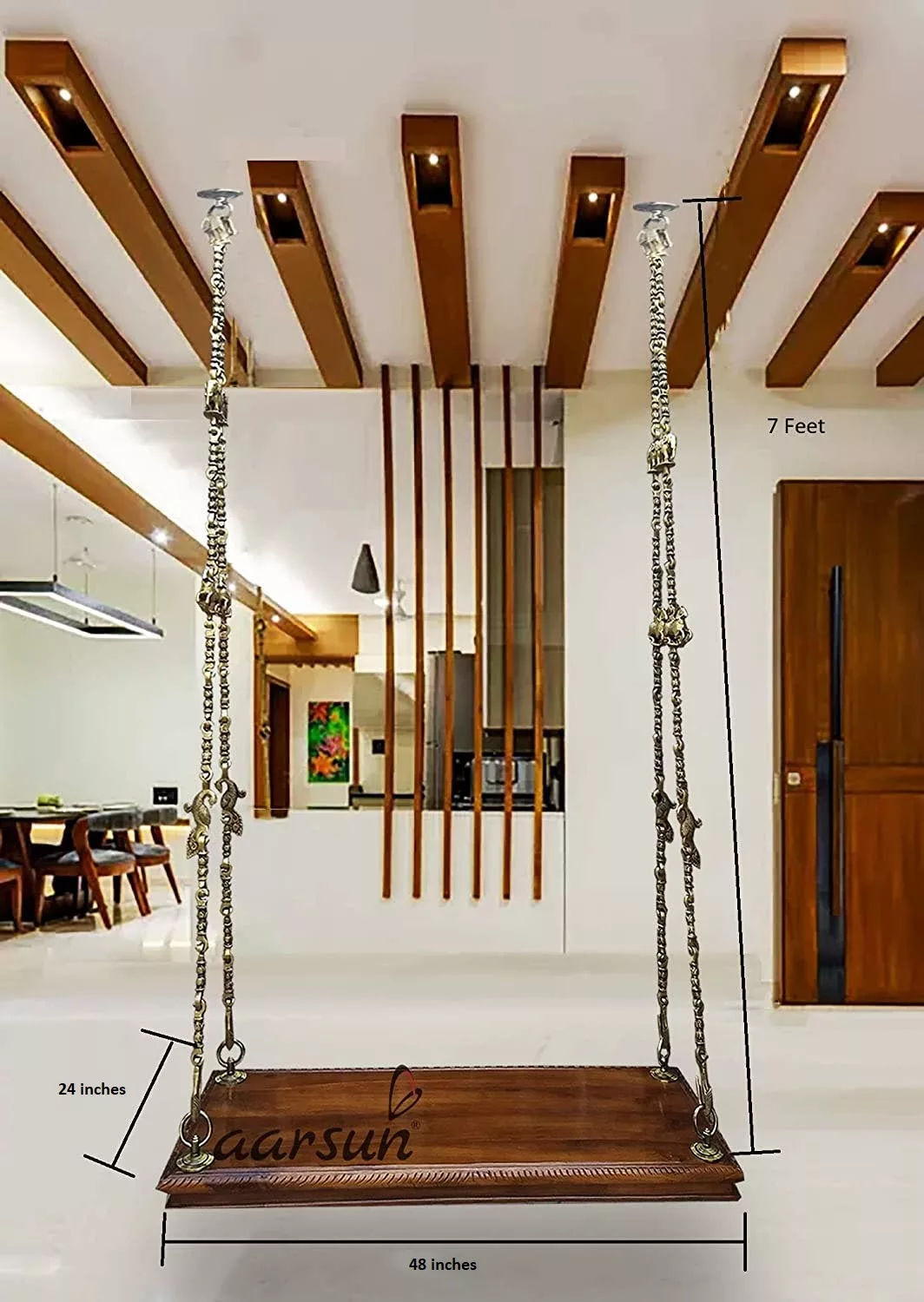 Hanging Swing Seat with Brass Chain view 3