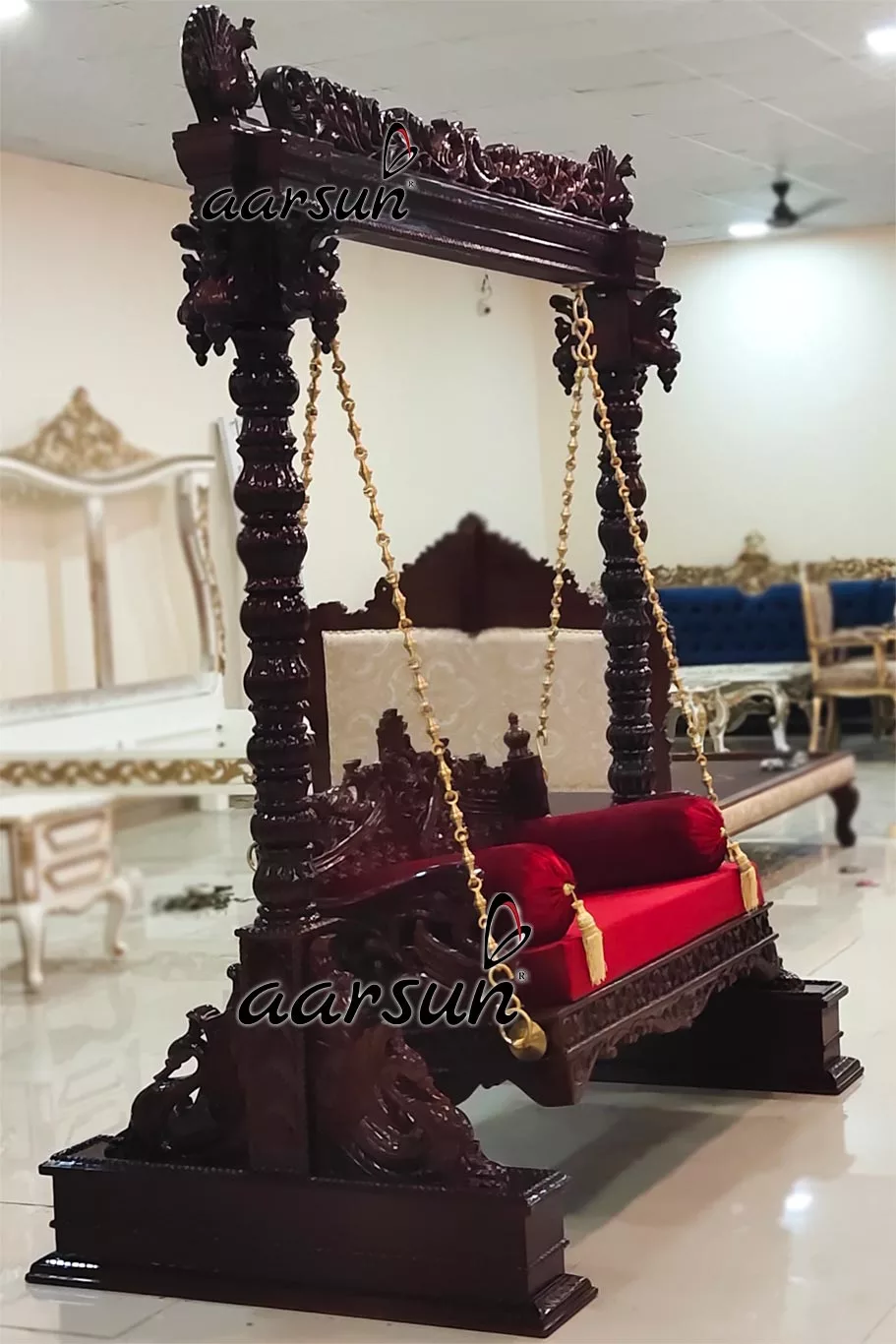 Indoor Wooden Jhoola Oonjal Swing for Home view 4