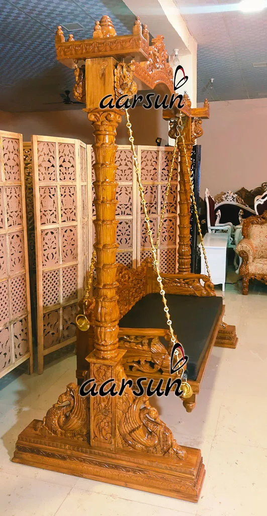 Peacock Design Wooden Swing view 3