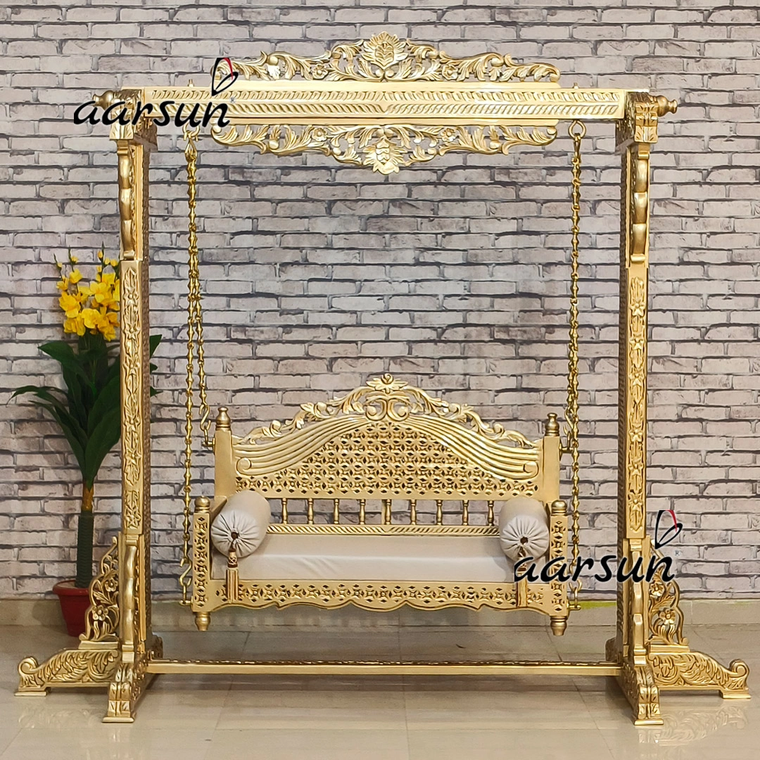 Premium Solid Wood Stand Swing for Big Living Room view 5