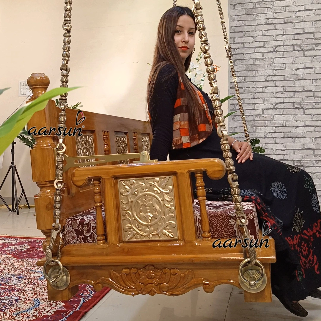 Reversible Swing Chair Online Wooden Jhula for Home view 6