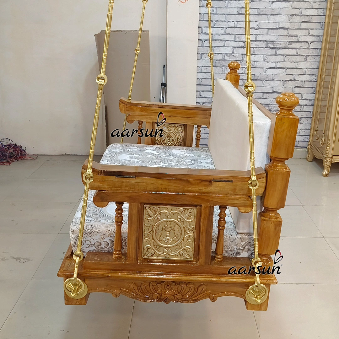 Reversible Wooden Ceiling Jhula with Brass Chain view 4