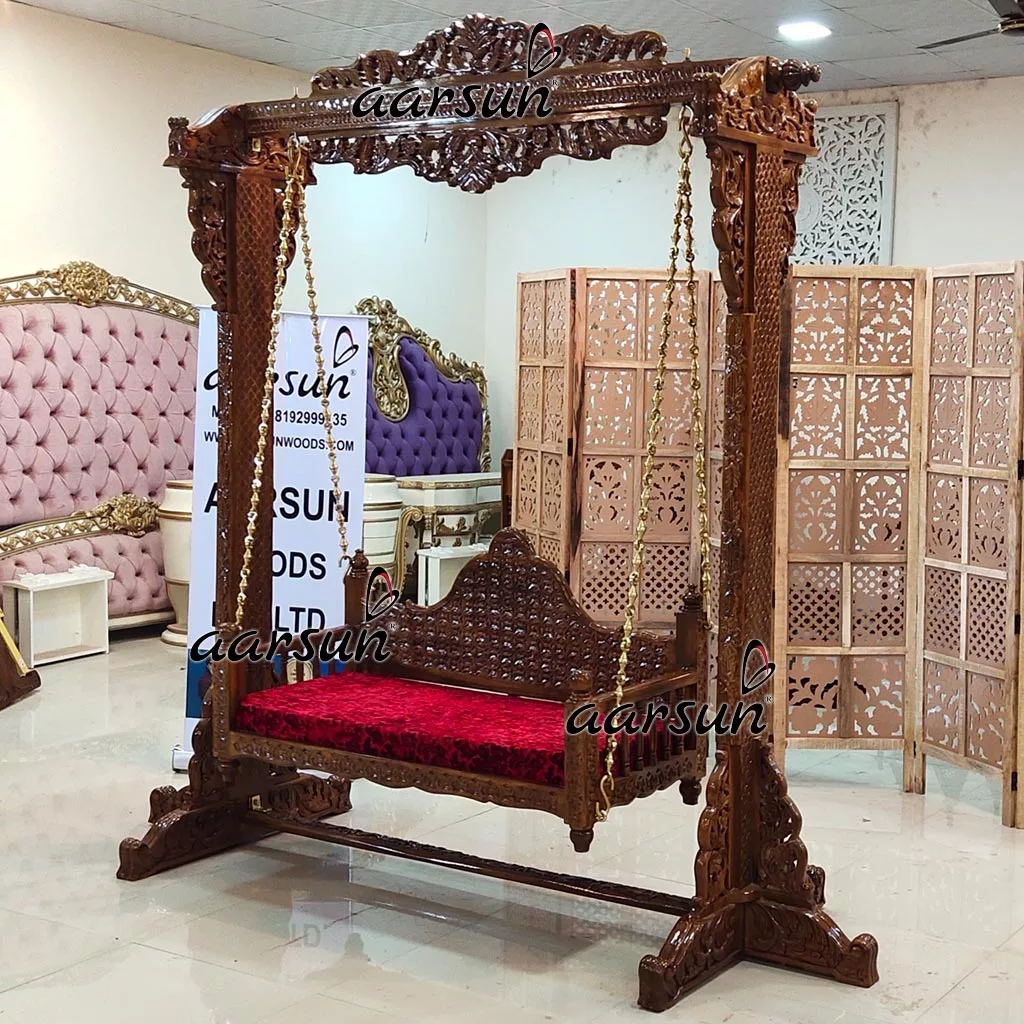 Wooden Elegantly Carved Swing view 3